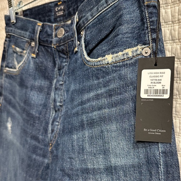 Citizens of Humanity High Rise Floral Embroidered Hem Liya Jeans NWT - Picture 2 of 6